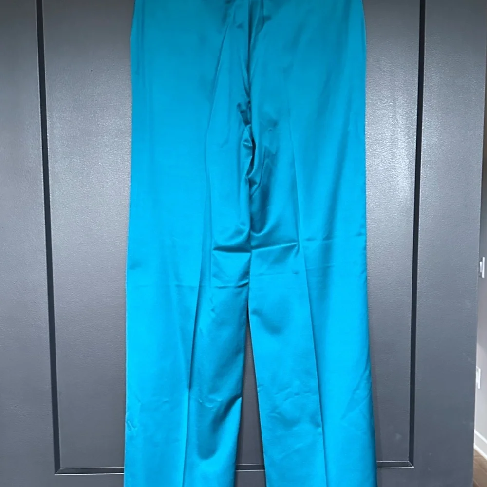 NWT | The Kooples | Teal Satin Suit Trousers - Picture 5 of 8